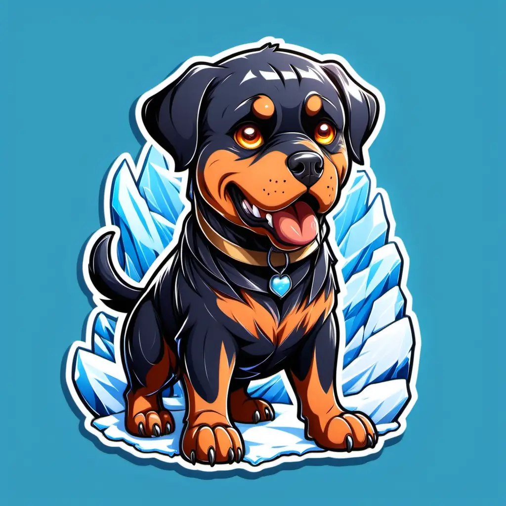 AnimeStyle Ice Rottweiler Cartoon Character Logo