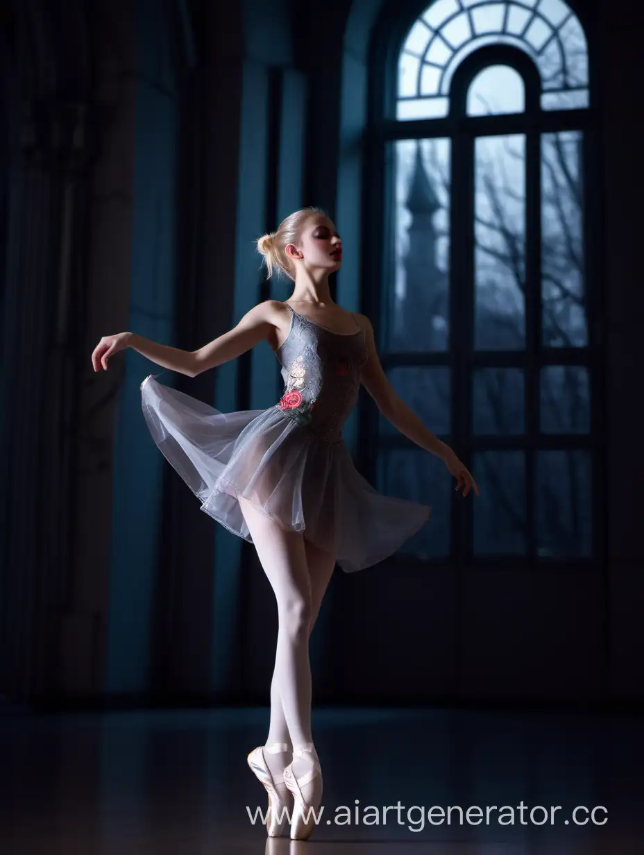 Elegant-Ballet-Solo-Moonlit-Dance-of-a-Blonde-Beauty-in-Gray-Lace-Dress