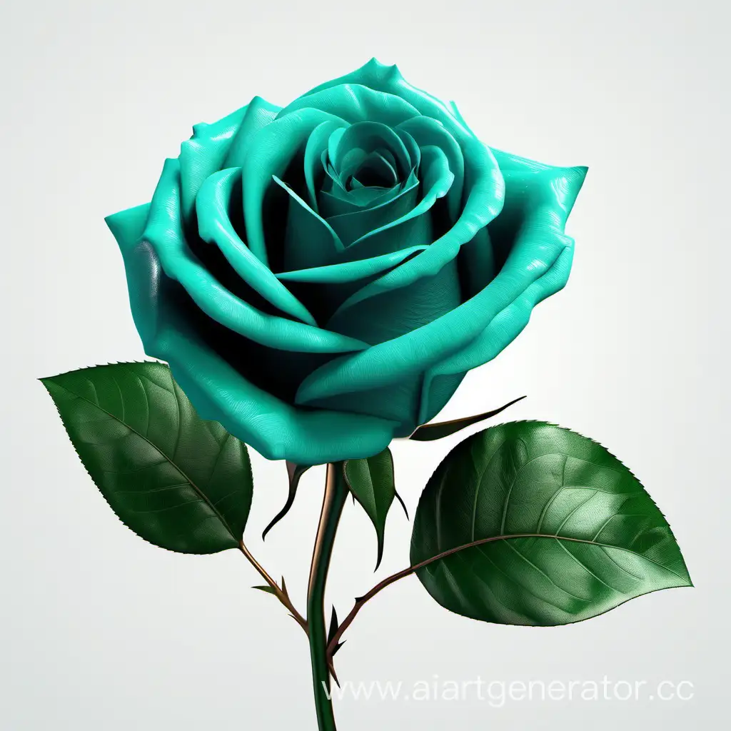 Realistic-Dark-Turquoise-Rose-with-Fresh-Lush-Green-Leaves-8K-HD-Floral-Image