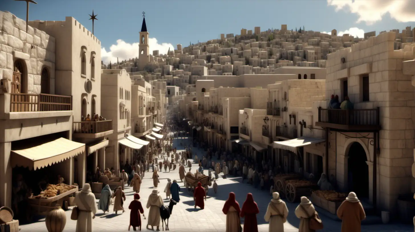 Bethlehem Town Scene Josephs Struggle and Crowded Inns