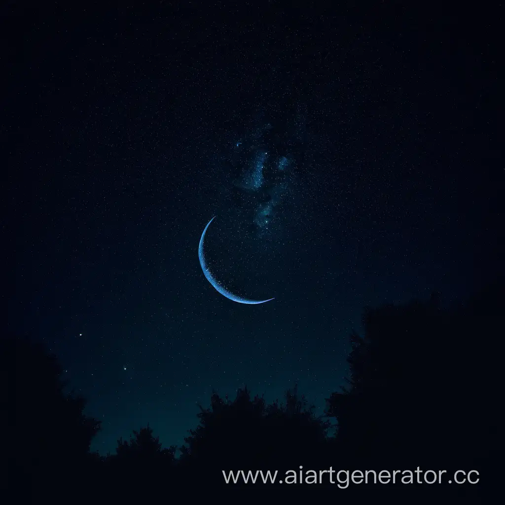 Serene-Crescent-Night-Sky-with-Dim-Stars