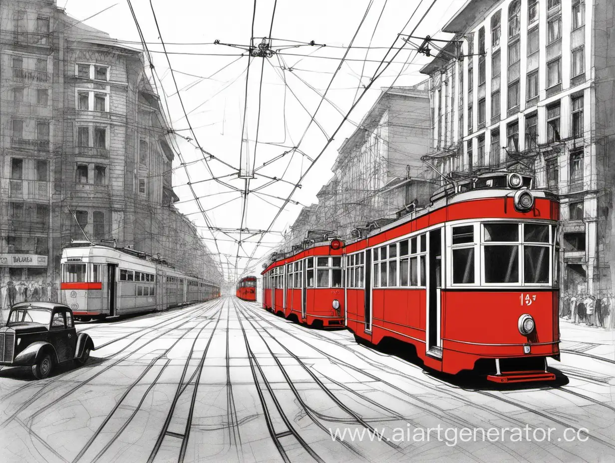 Vintage-1945-Black-and-White-and-Red-Trams-FaceOff