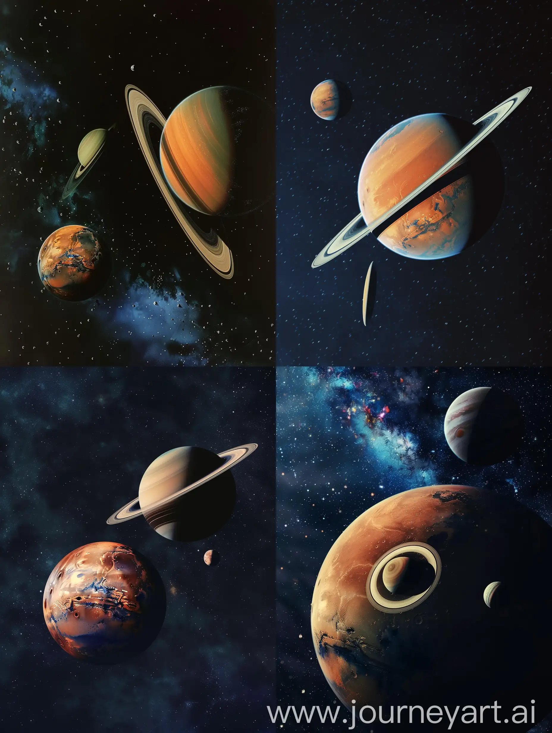 the convergence of the planets Mars and Saturn in space