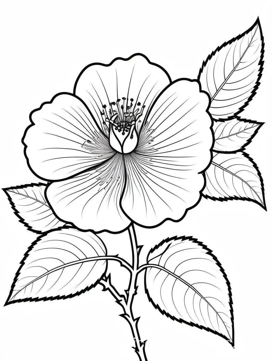 Simple-and-Engaging-Wild-Rose-Coloring-Page-for-Kids