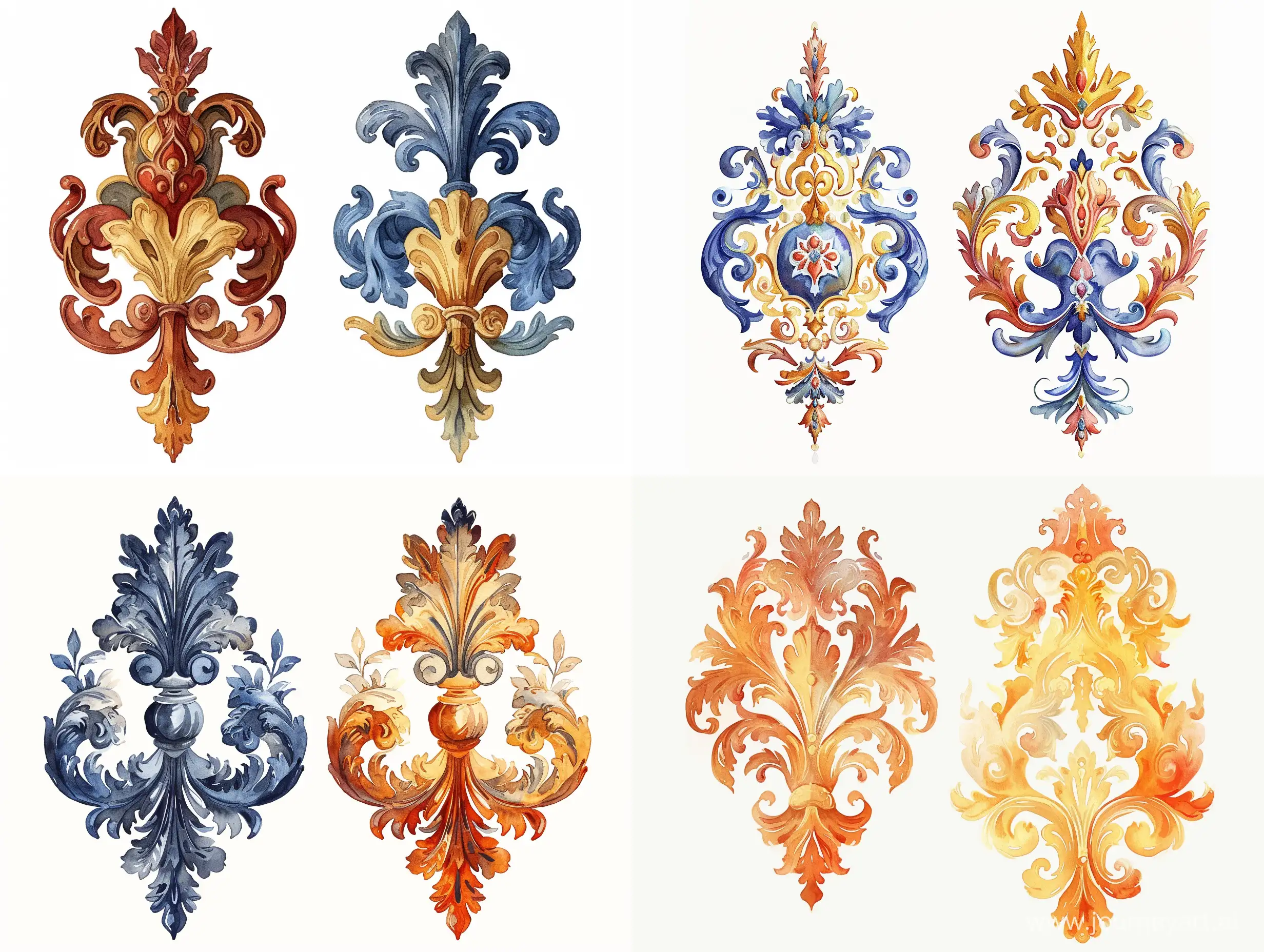 Renaissance-King-Ornaments-Decorative-Watercolor-Variants