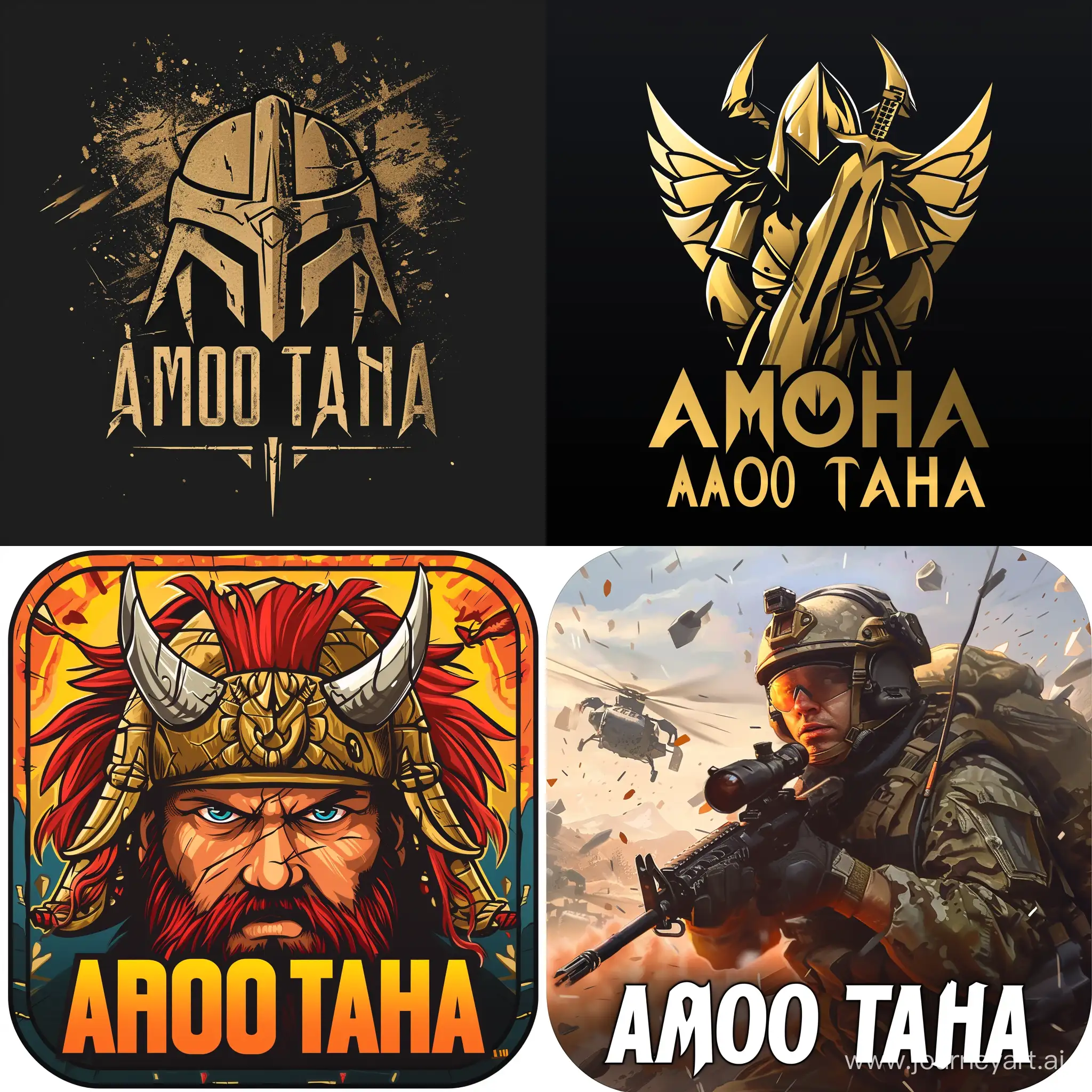 Logo gaming war game with name AMO TAHA