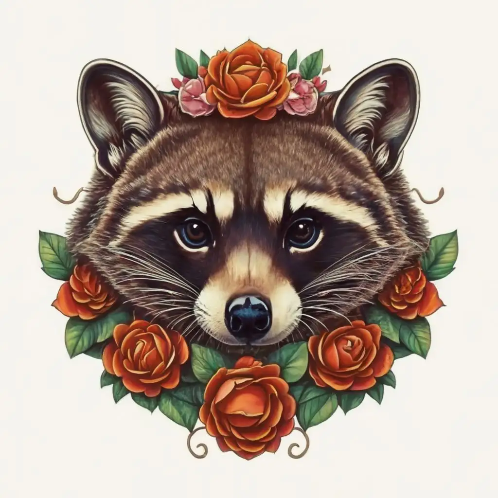 LOGO-Design-For-Raccoon-Harmony-Realistic-Neotraditional-Profile-with-Vibrant-Earth-Tones