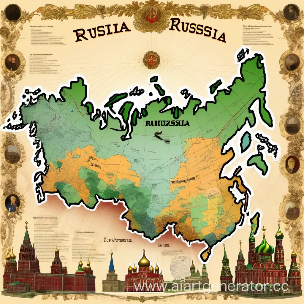 создай визуализацию России, сделай ее природой, национальными праздниками, наукой