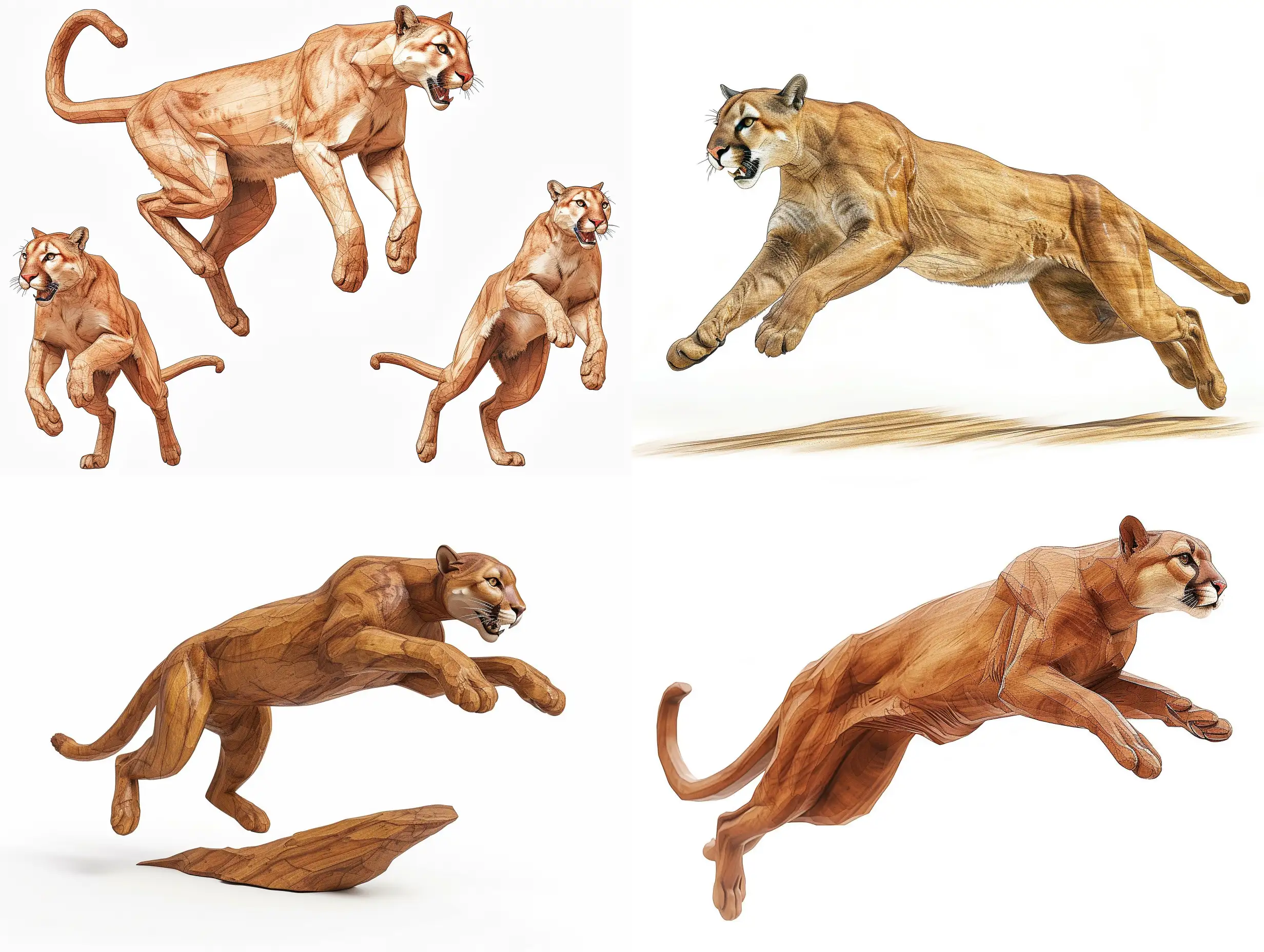 Ultra-Realistic-Wood-Carving-of-Puma-Concolor-in-Dynamic-Poses