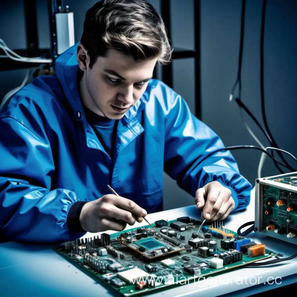 Radio-Electronic-Equipment-Installer-Soldering-Circuit-Board-in-Blue-Hue