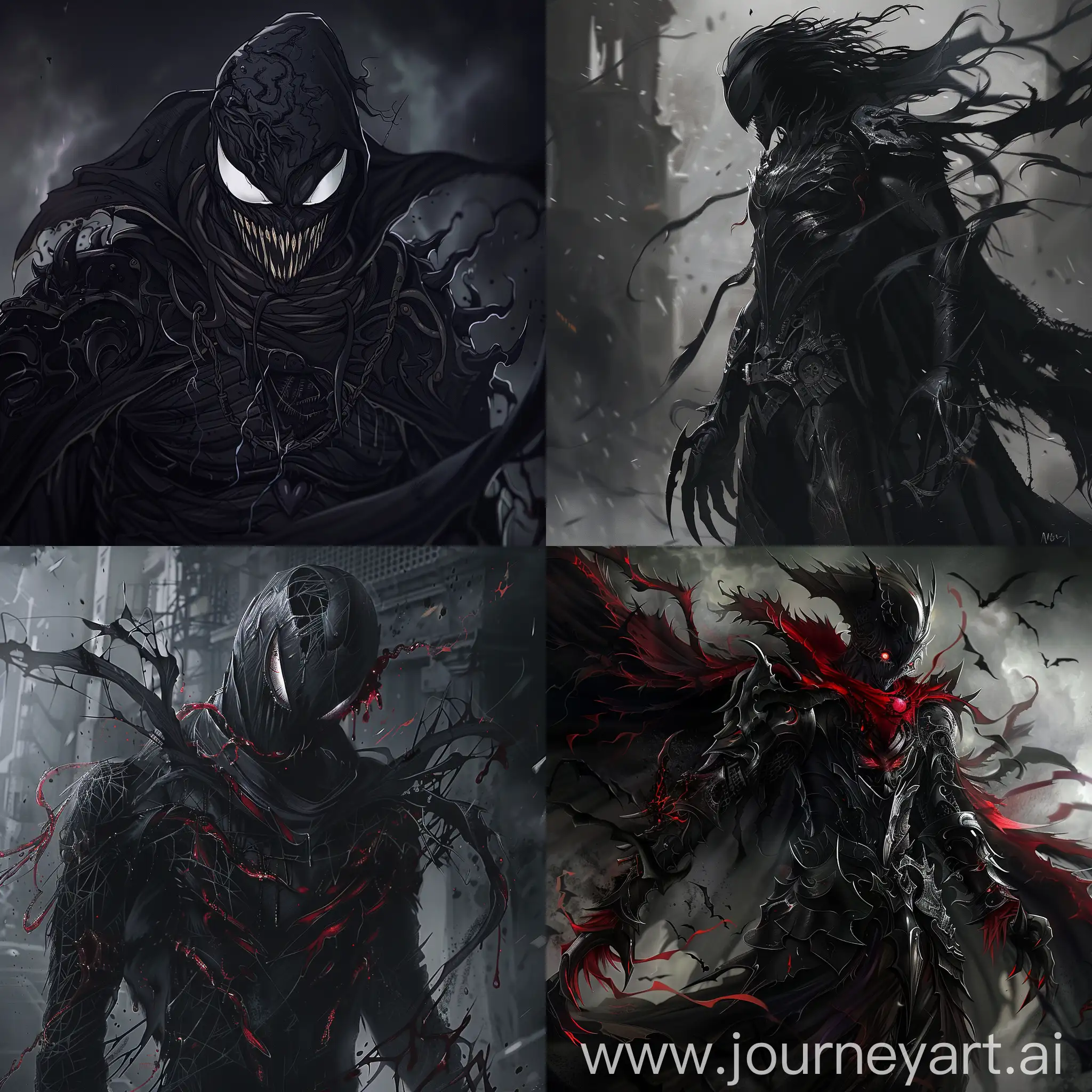 Dark fantasy, gothic horror, anime style, venom vampire knight