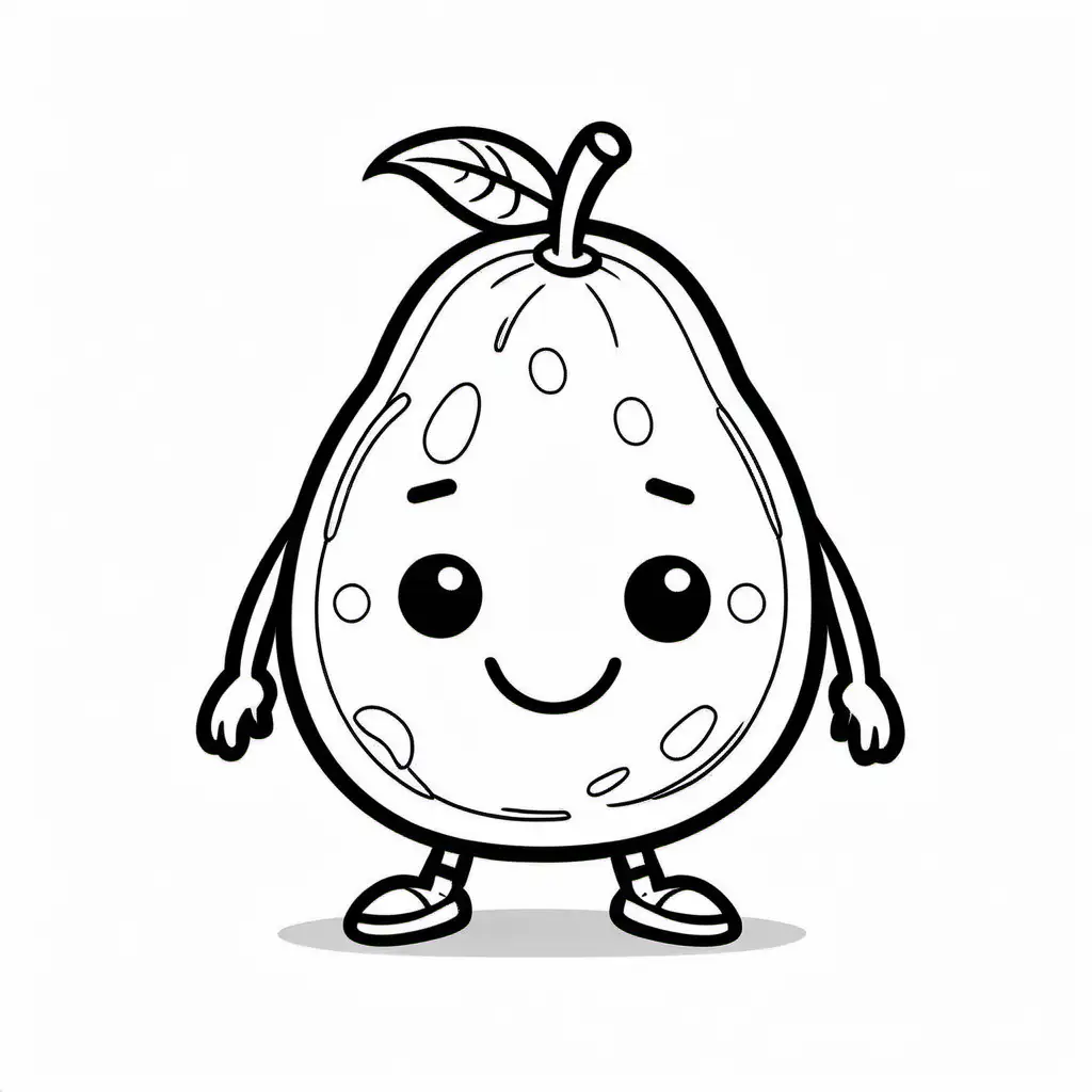 A cute avocado character holding hands with a smiling tomato, Coloring Page, black and white, line art, white background, Simplicity, Ample White Space. The background of the coloring page is plain white to make it easy for young children to color within the lines. The outlines of all the subjects are easy to distinguish, making it simple for kids to color without too much difficulty