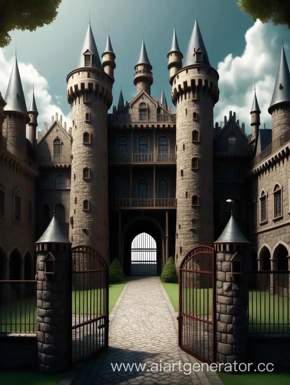 огромная академия замок  с огороженым двором с 2 выходаими во двор

 цифравой рисунок
 