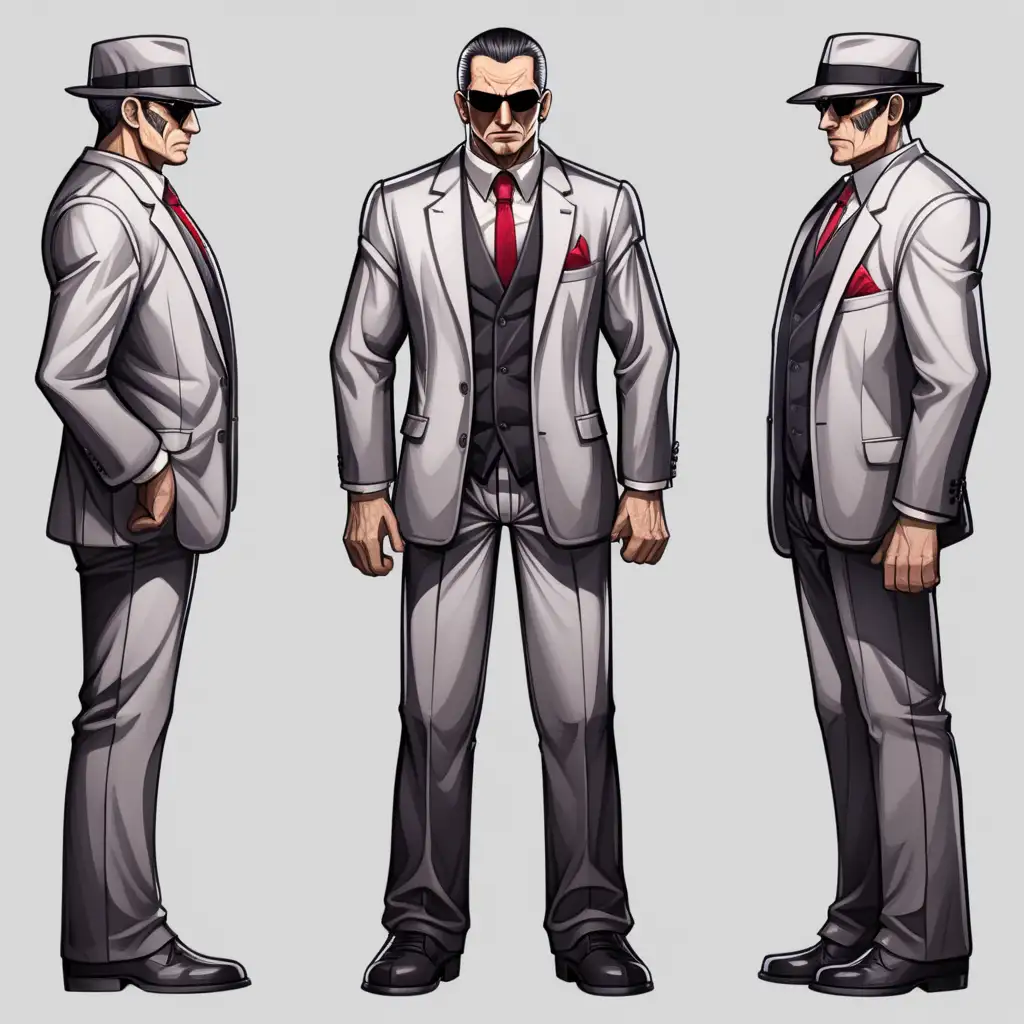 Full Body Front View Mafia Character Art