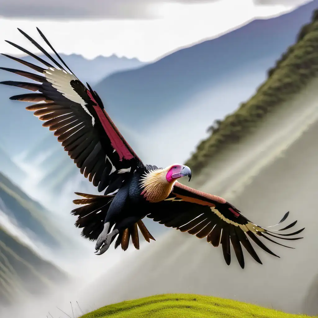 Andean Condors Soaring in the High Mountain Regions of Ecuador