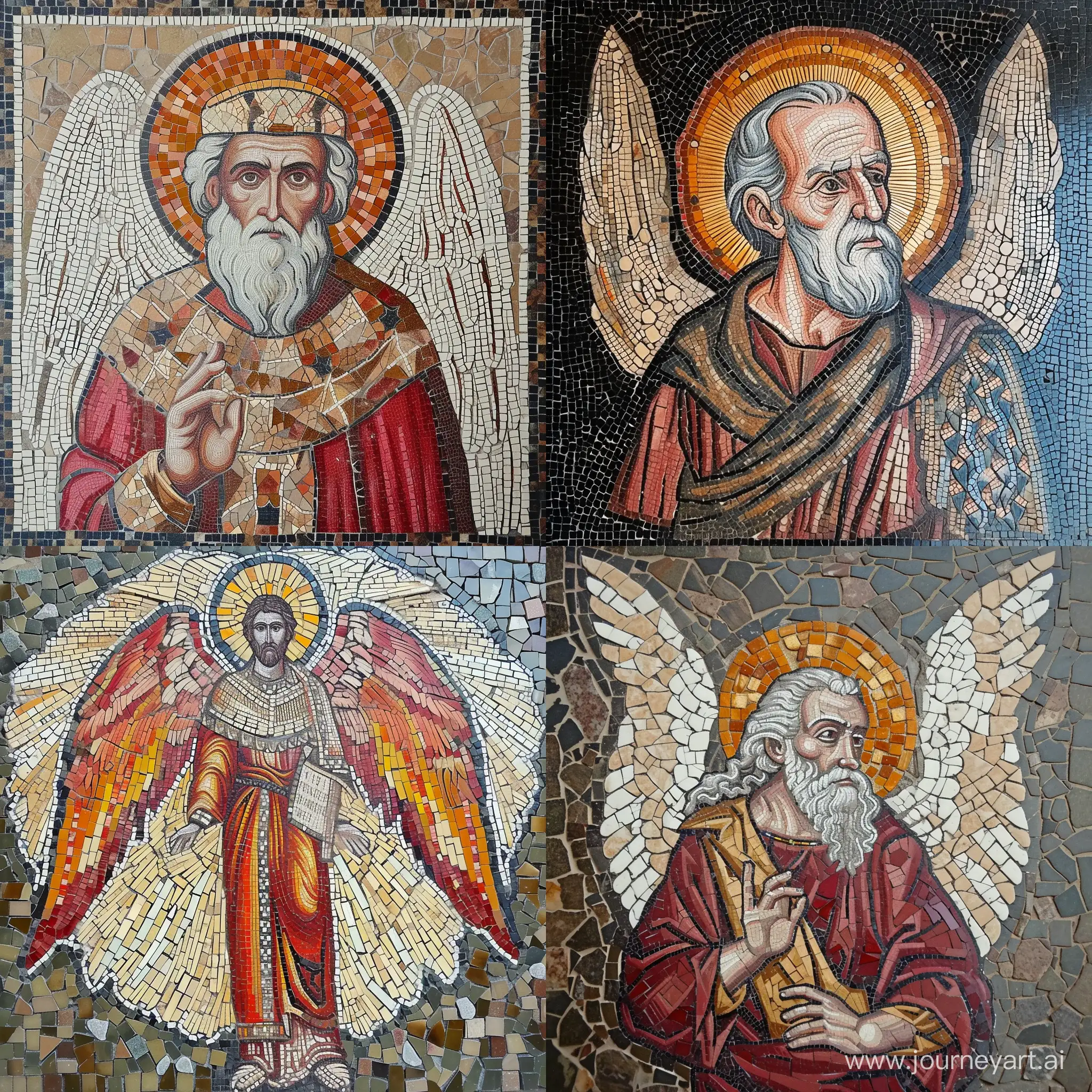 Mosaic-Christian-Icon-Elder-with-Wings-in-Traditional-Catholic-Style