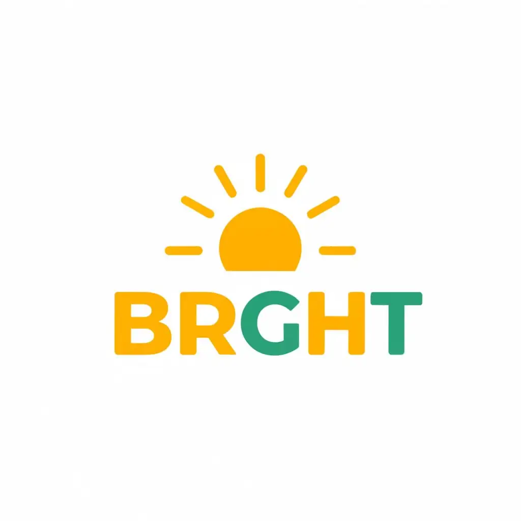 logo, sun, with the text "bright", typography