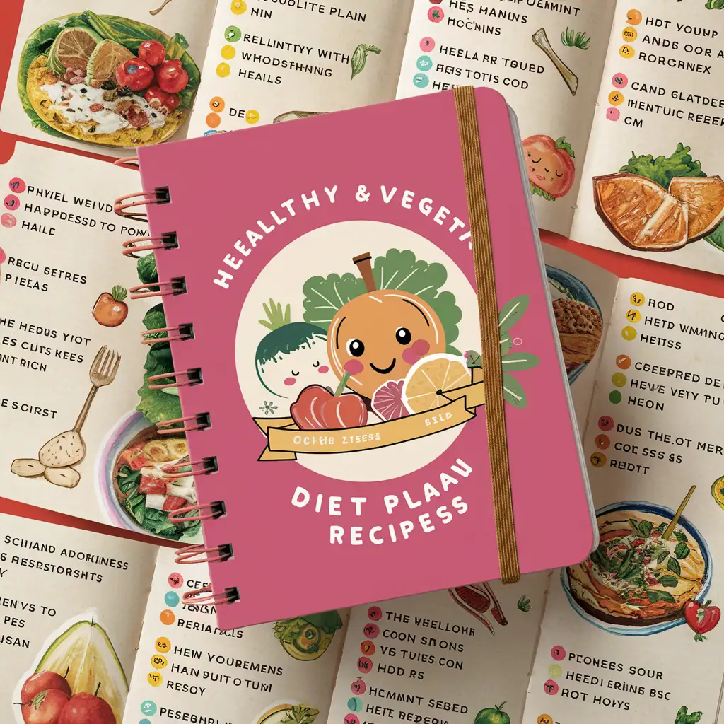 Adorable Healthy Recipe Notebook for Diet Planning