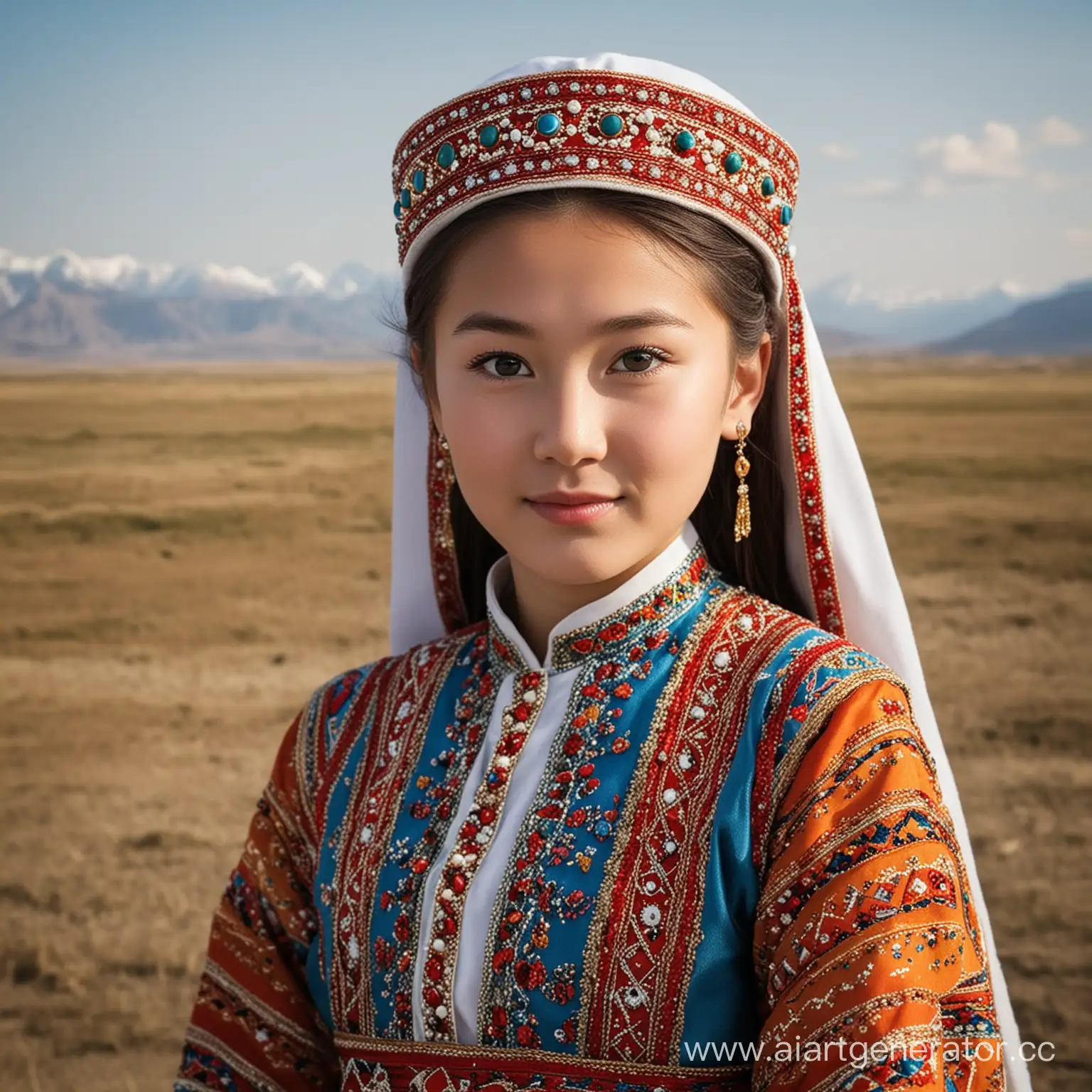 Kazakh-Girl-in-Traditional-Attire-Cultural-Heritage-Portrait
