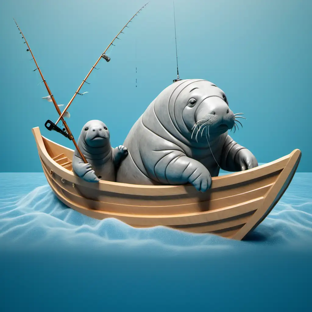 relief, manatee, in a boat, fishing