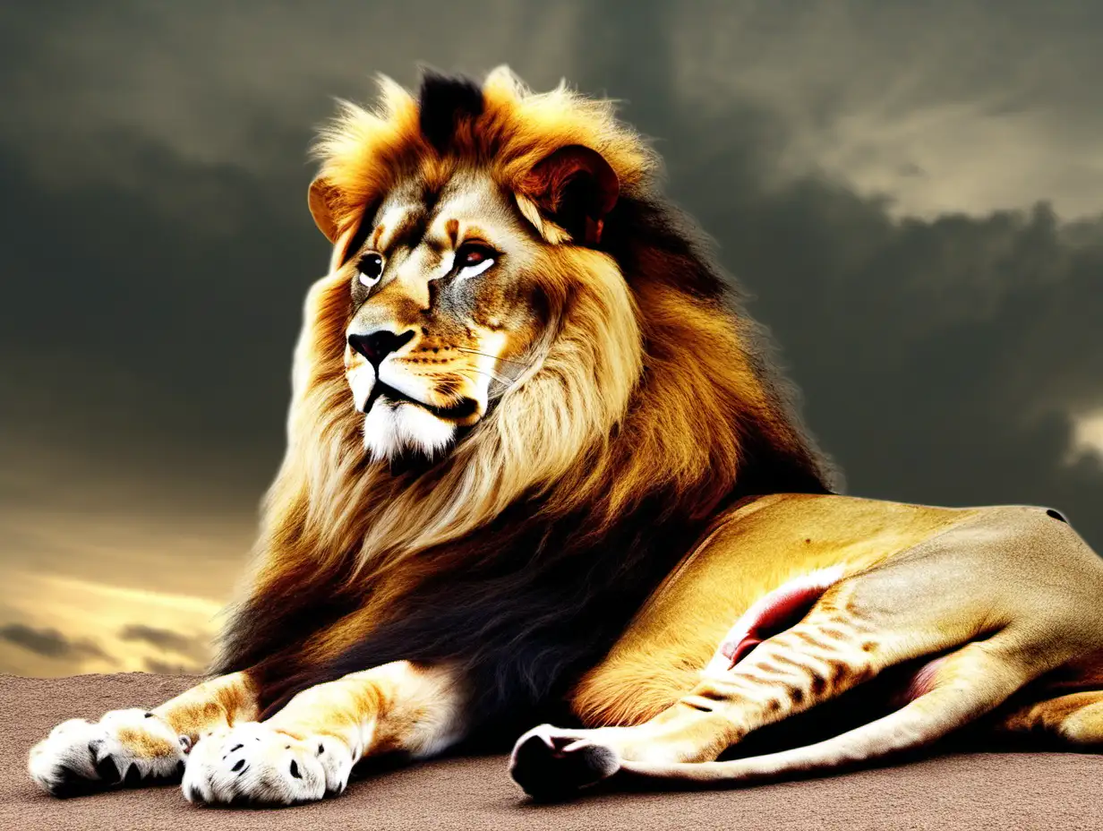  lion as a king in savana