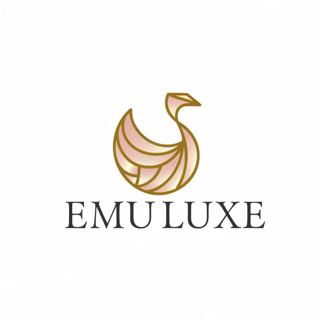 logo, 1. **Design Concept:**
   - Emu Luxe logo aims for luxury with pastel colors and minimalism.
   - Focus on a small, elegant Emu bird symbol with sleek "Emu Luxe" font.

2. **Symbolic Element:**
   - Use half/head of Emu bird for minimal elegance.
   - Vibrant pastels enhance luxury essence.

3. **Typography:**
   - "Emu Luxe" in unique, clear, sleek font.
   - Statement font style adds distinctiveness.

4. **Size and Placement:**
   - "Emu Luxe" dominates, Emu bird subtle.
   - Ensure balance, Emu complements text.

5. **Color Palette:**
   - Soft pastels evoke luxury and sophistication.
   - Colors attract attention subtly.

6. **Final Presentation:**
   - Combine elements for a refined, minimalistic logo.
   - Reflect brand's luxury identity distinctly., with the text ""EMU LUXE"", typography