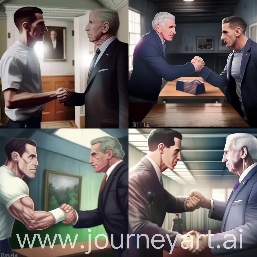 make a hyper realistic picture of daniel ellsberg shaking john cenas hand really real