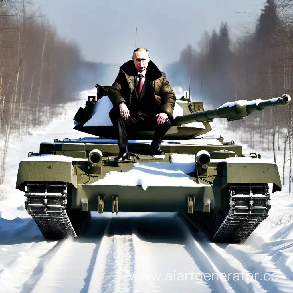 владимир путин в стиле  23 февраля на танке