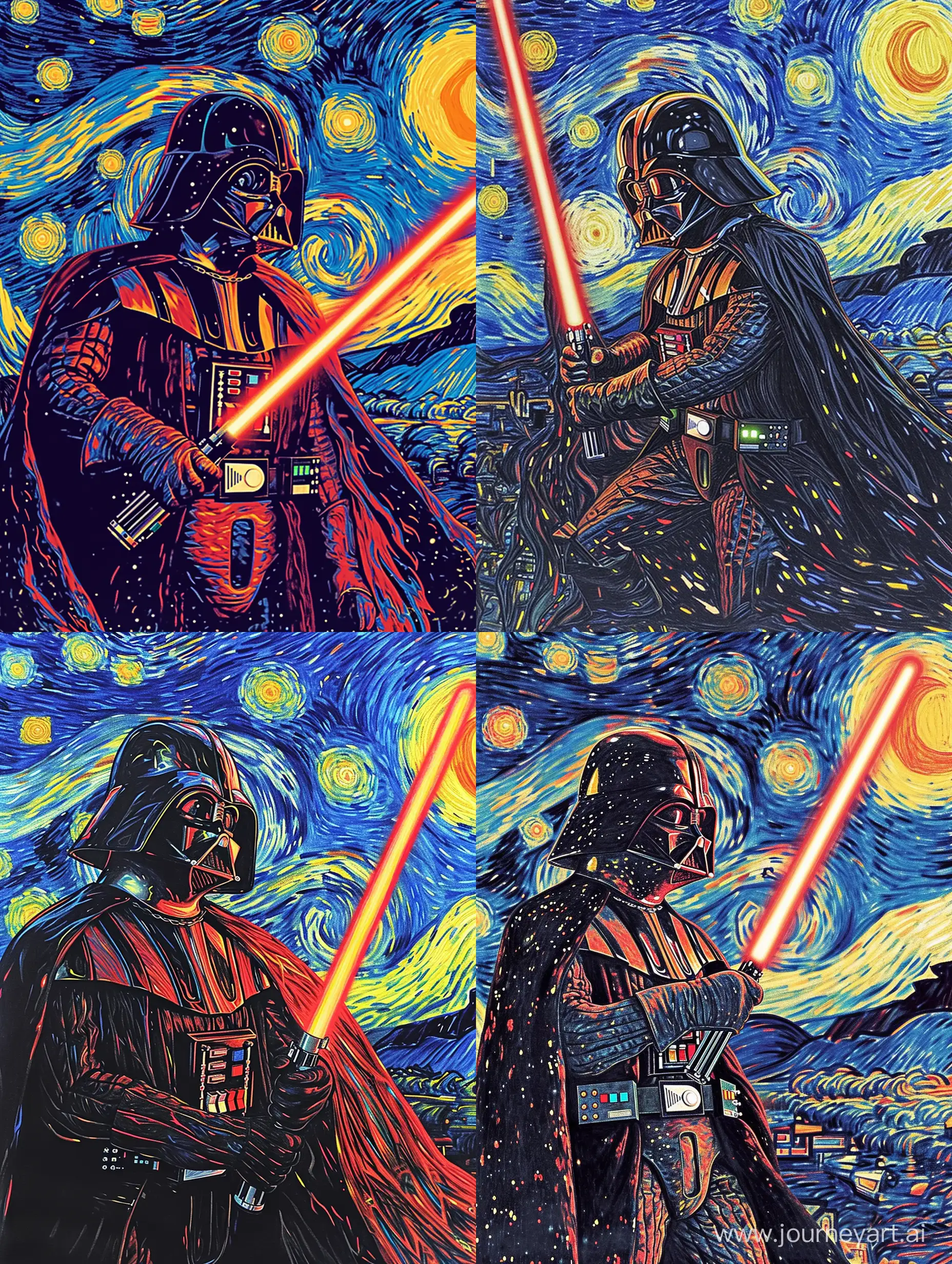 Darth-Vader-Lightsaber-Night-Sky-Art-in-Van-Gogh-Style