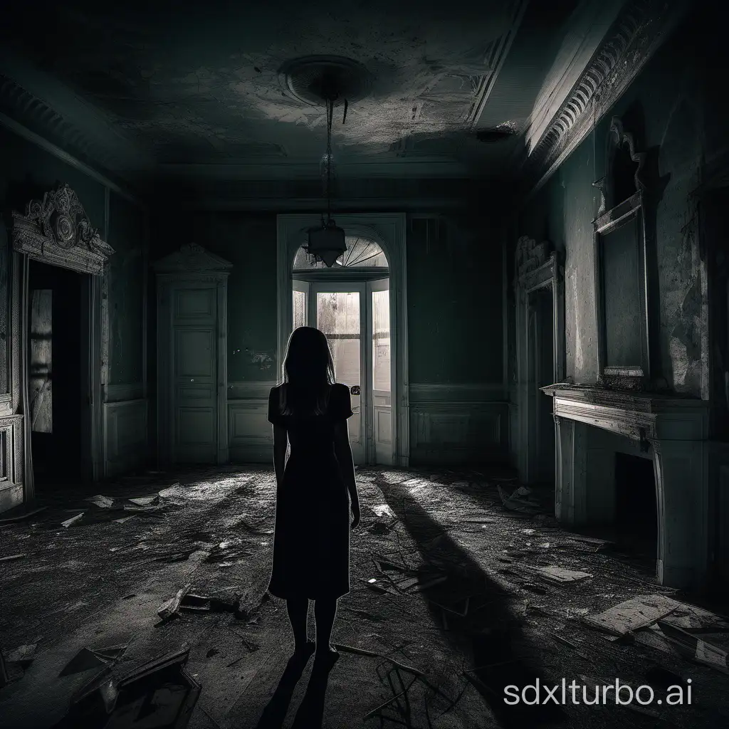 Woman-Solving-Mysteries-in-Abandoned-Mansion-at-Night