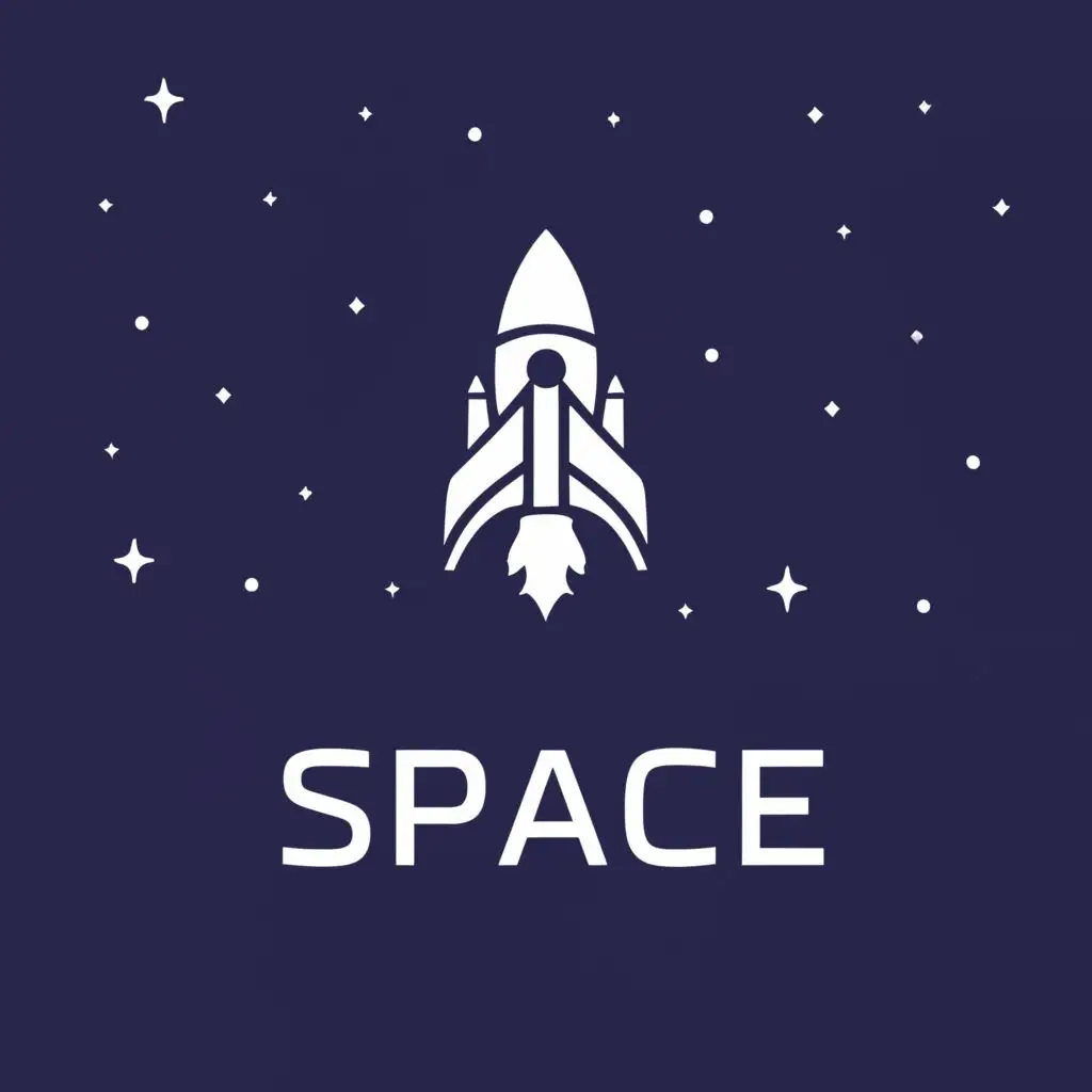 logo, A simple icon of Rocket in space, with the text "Space", typography