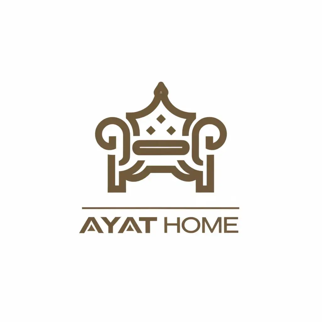 logo, furniture, with the text "ayat home", typography