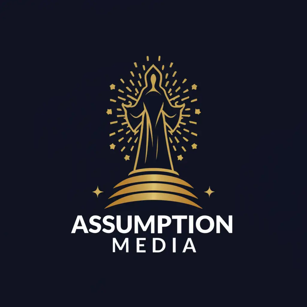 a logo design,with the text "Assumption Media", main symbol:Mary, Blessed Mother, Assumption, stars,Moderate,be used in Religious industry,clear background