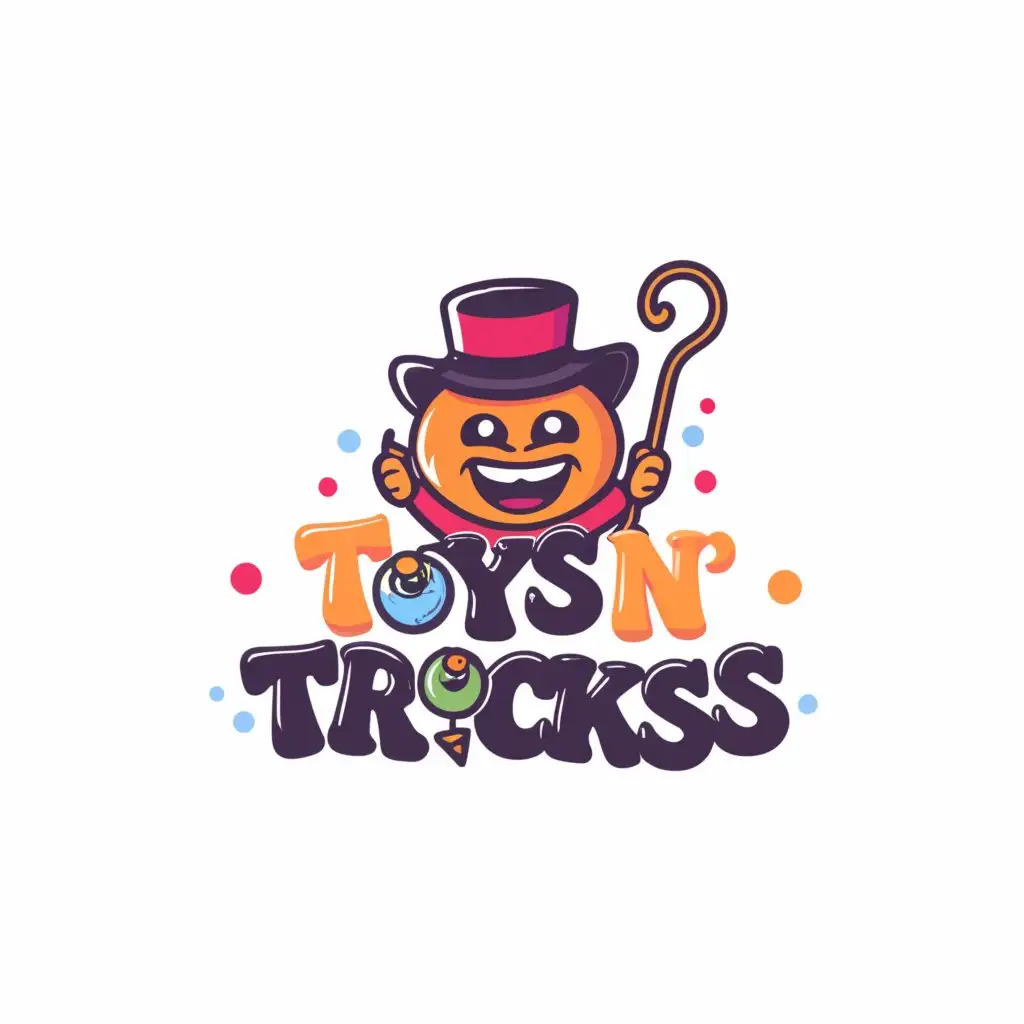 a logo design,with the text "Toys 'n' Tricks", main symbol:a joyful tricky catchy icon for toys and games to all genders and ages,complex,be used in Entertainment industry,clear background