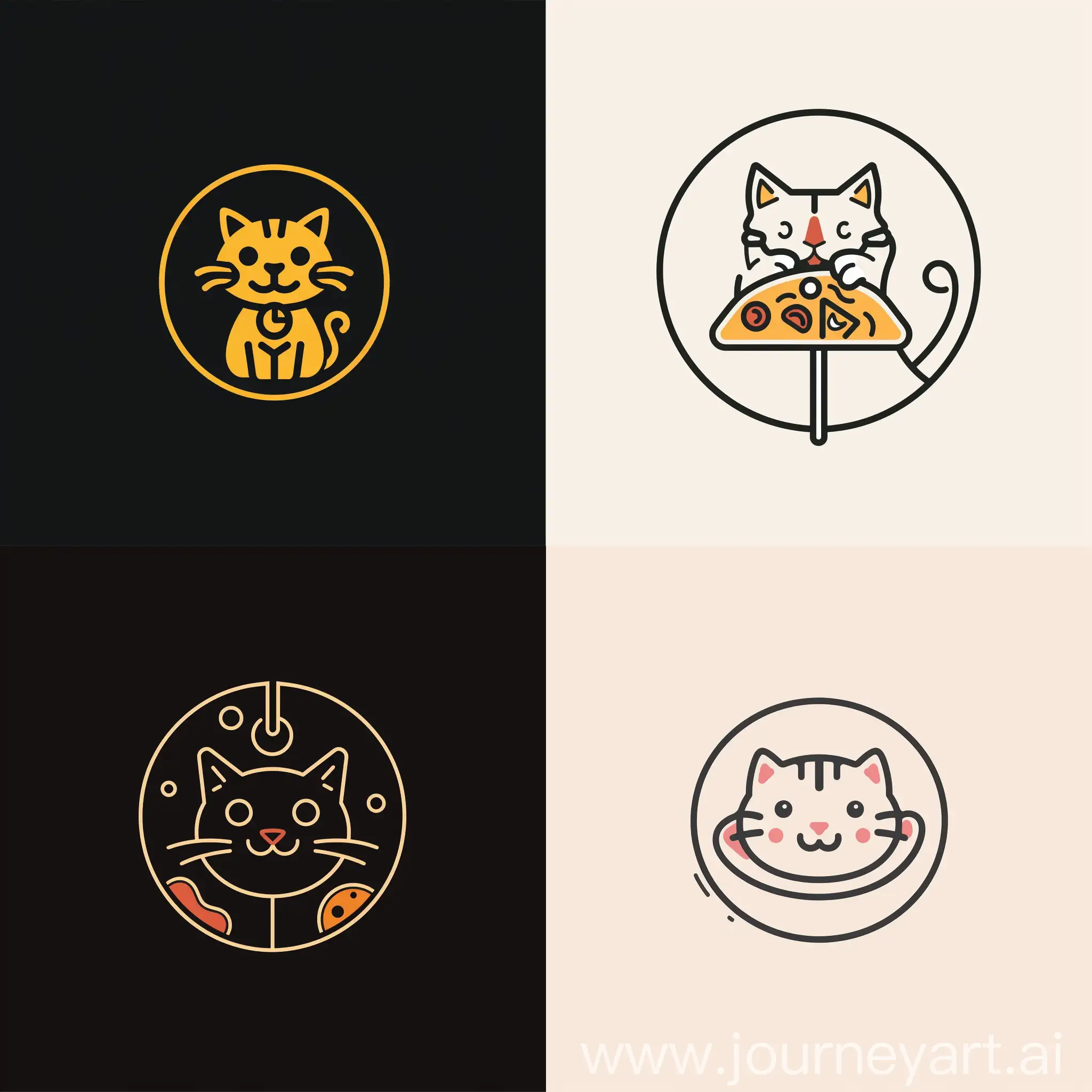 минималистичный современный логотип пиццерии ассоцированной с котами