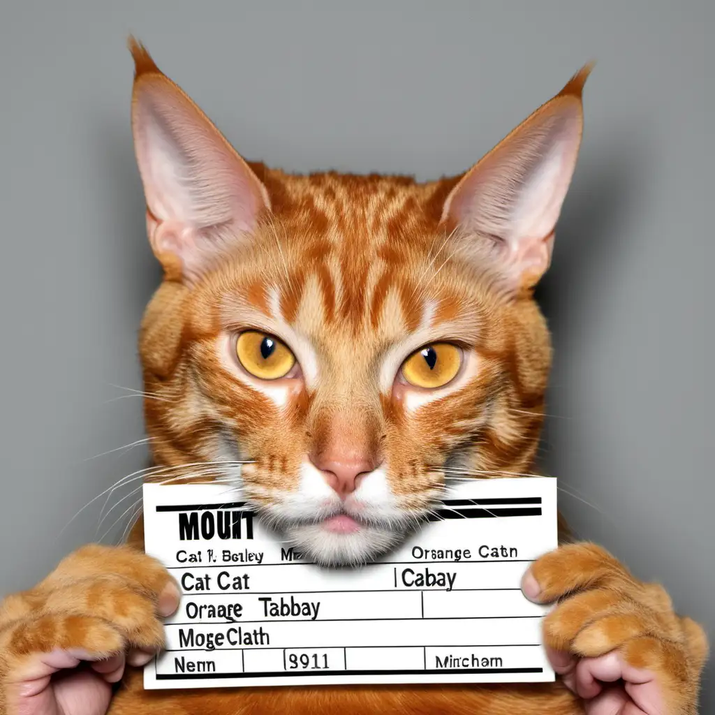 Orange tabby cat mugshot

