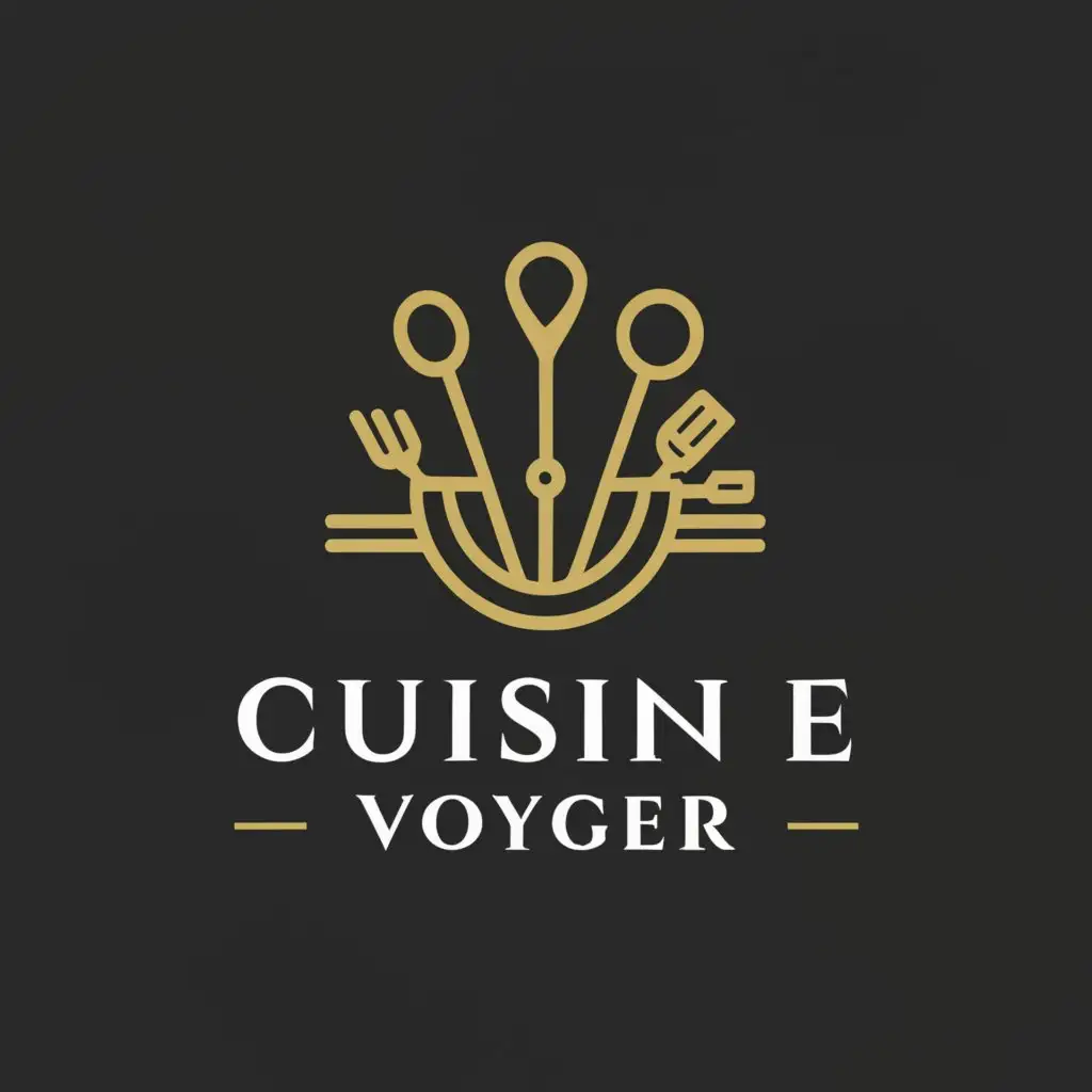 a logo design,with the text "cuisine voyager", main symbol:a cutlery set with a crown shape chef hat,Moderate,be used in Restaurant industry,clear background