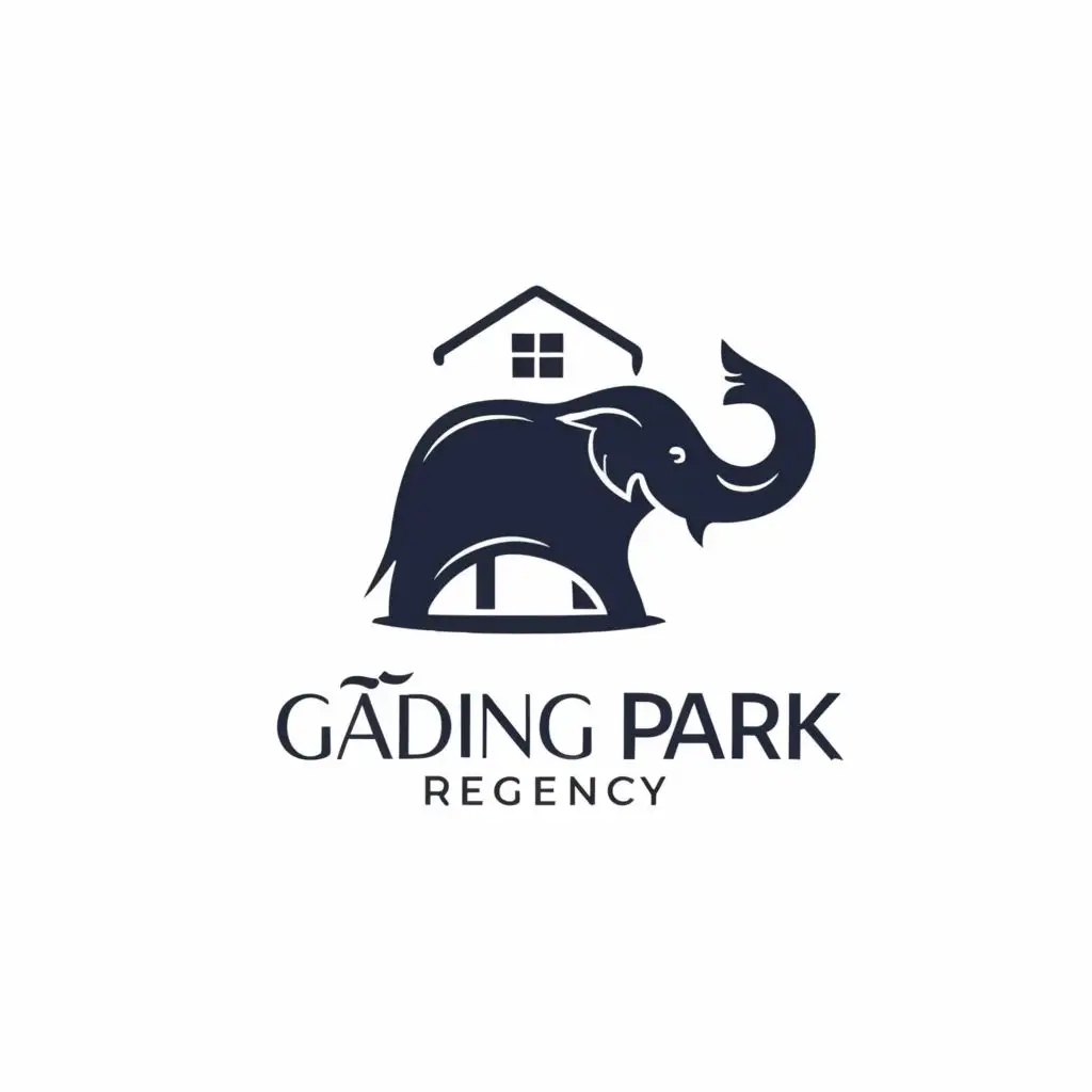 logo, ELEPHANT on HOUSE, with the text "GADING PARK REGENCY" painted on and elephant's tusk, typography, be used in Housing