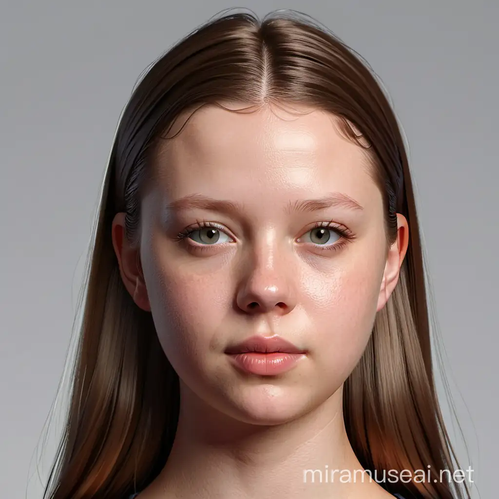 Dynamic Pose of Actress Mia Goth with Flowy Hair in High Resolution Realistic Portrait