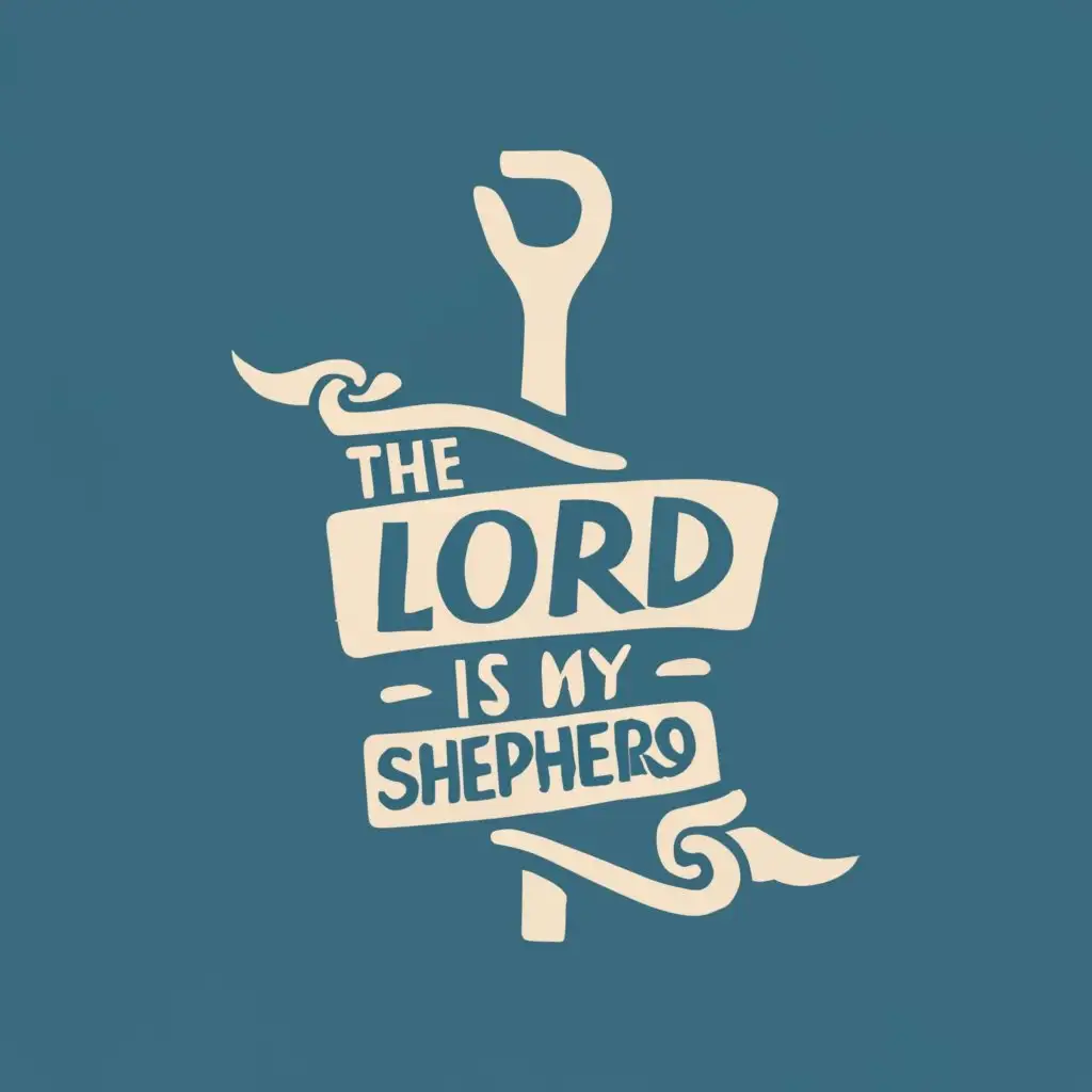 logo, Shepherd's staff, with the text ""The LORD is my Shepherd"", typography