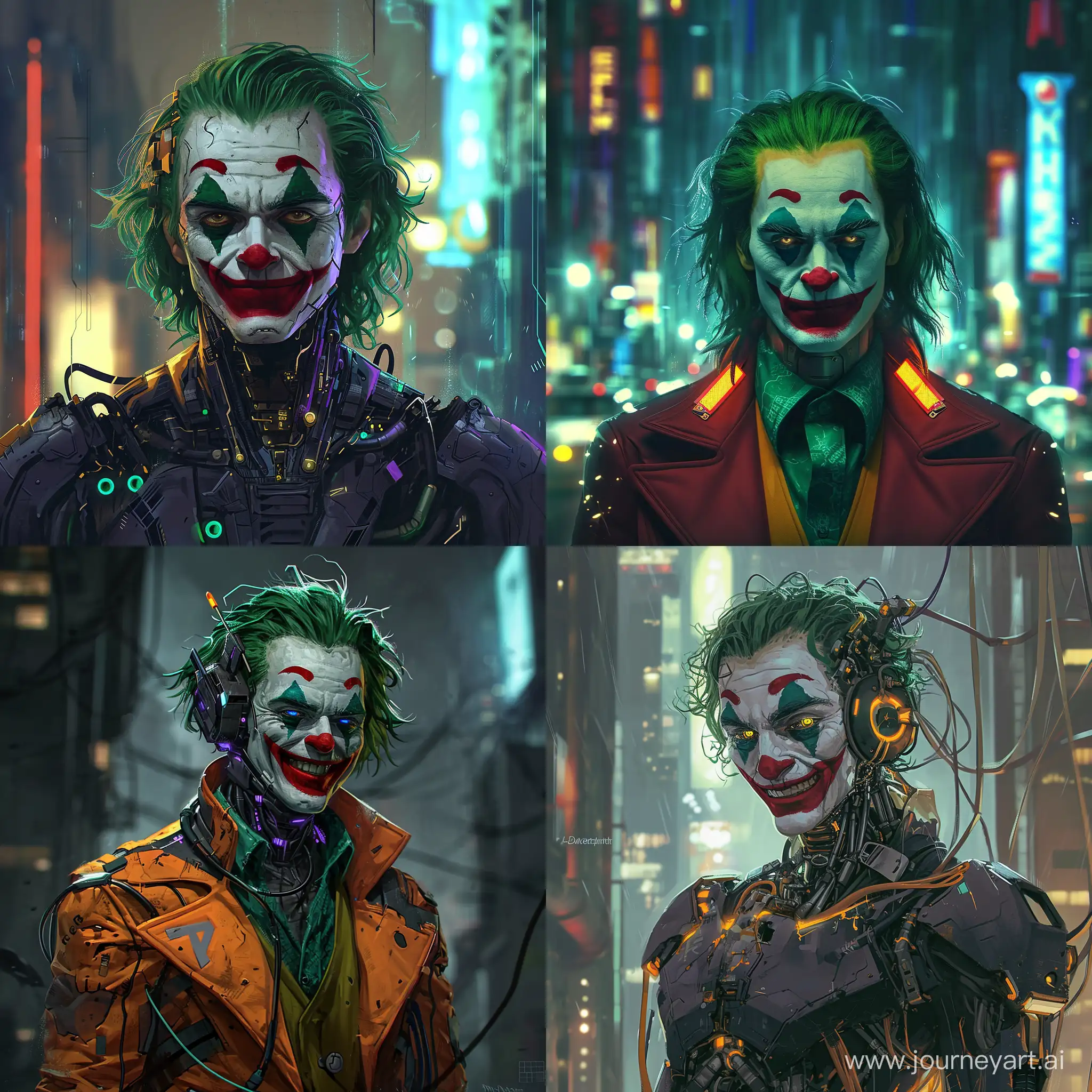 Futuristic DC Joker, 2020s style, ultramodern style, trending on artstation, trending on DeviantArt, postcyberpunk, science fiction