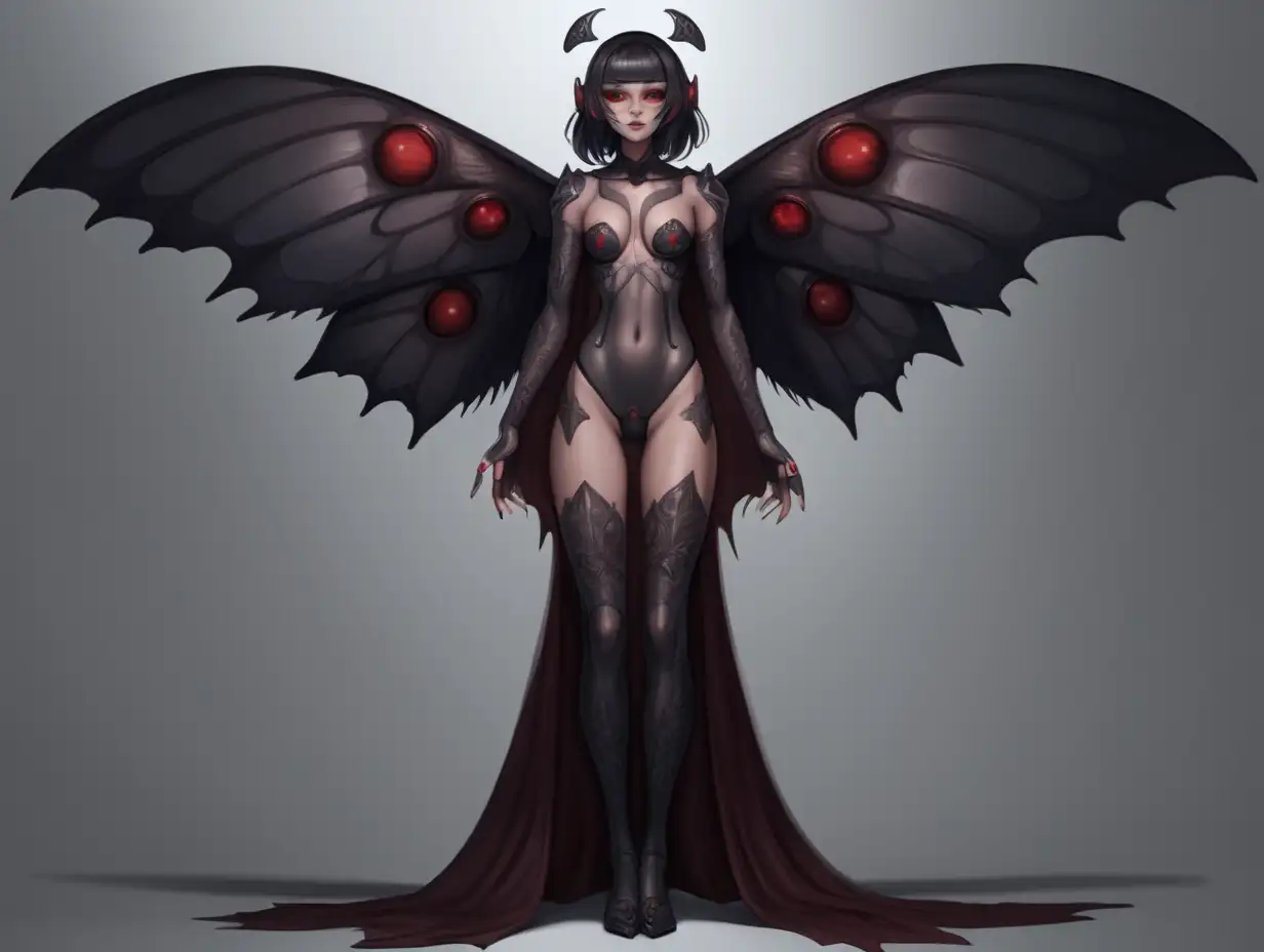 full body portrait of the perfect woman but she's mothman's daughter