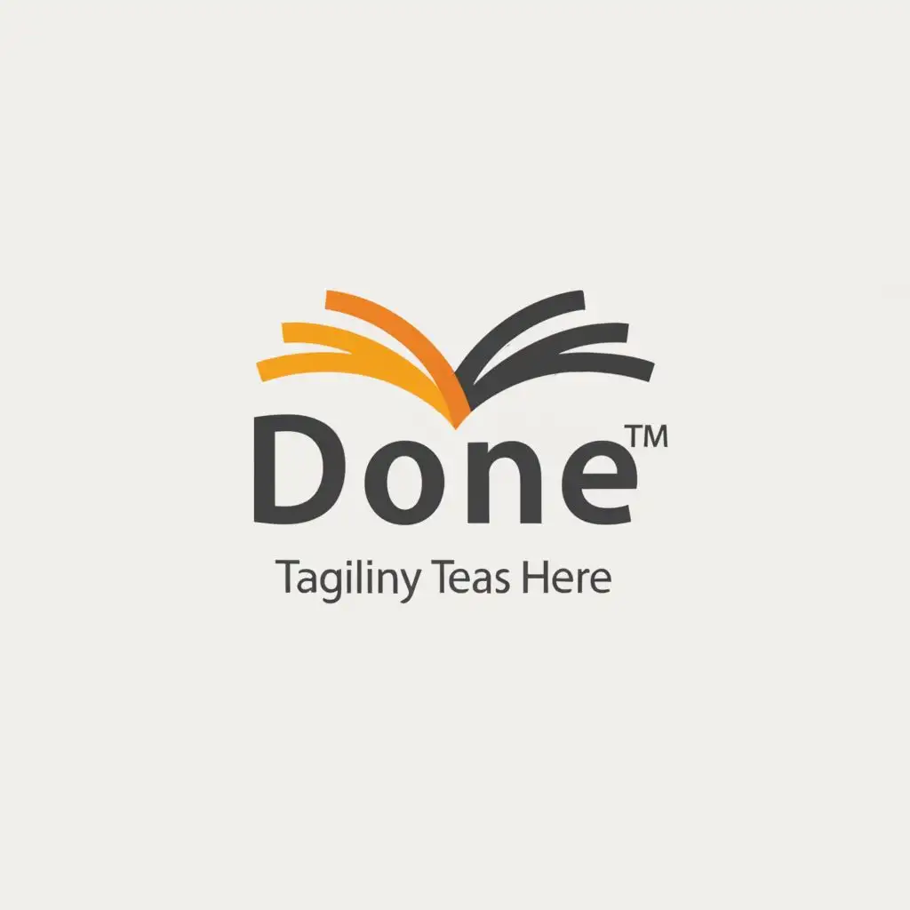 a logo design,with the text "DONE", main symbol:a book,Moderate,be used in Education industry,clear background