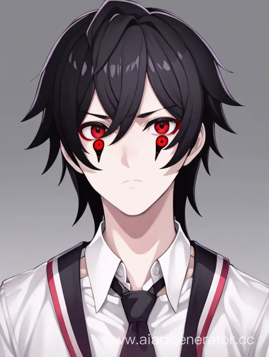 Яндере симулятор парень с красными глазами и чёрными волосами 