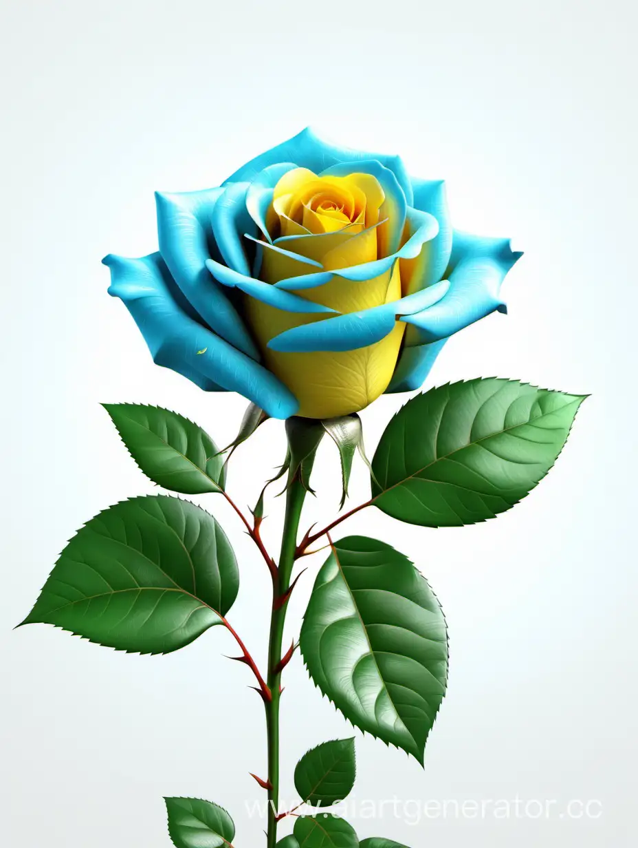 Vibrant-Sky-Blue-and-Yellow-Rose-with-Lush-Green-Leaves-in-8K-HD