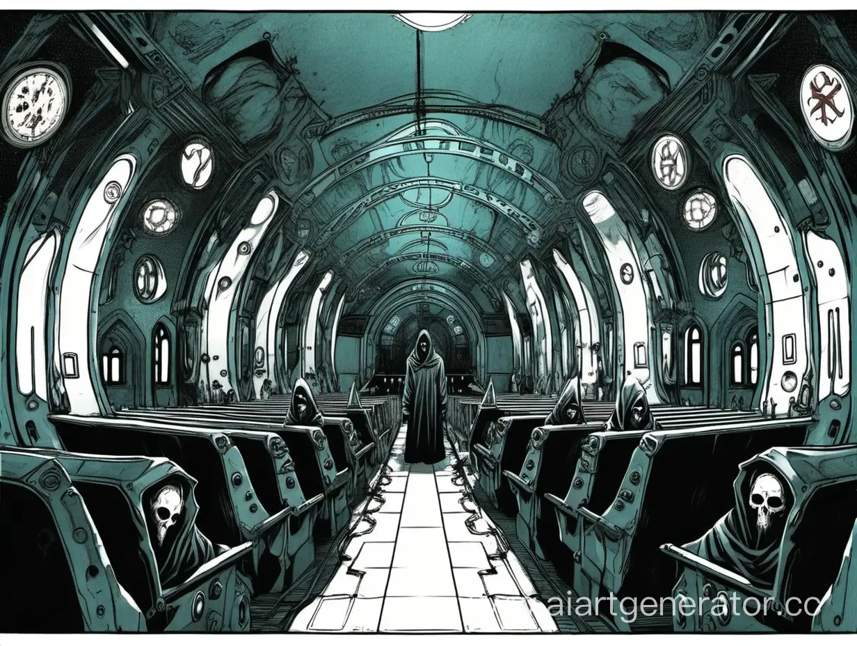 Future-Cultist-in-Hood-Contemplates-in-Submarine-Church