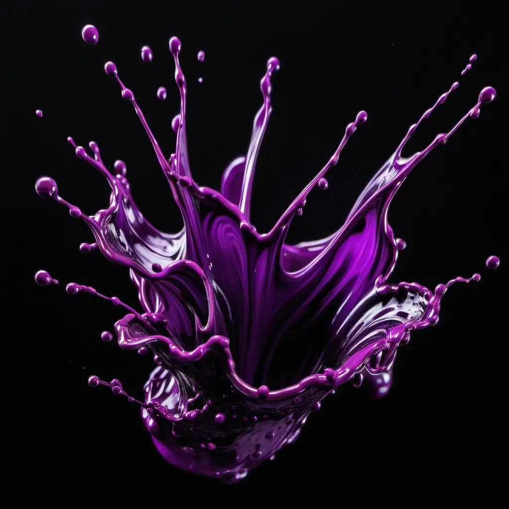 Splash of purpleoil/ black background / Front view