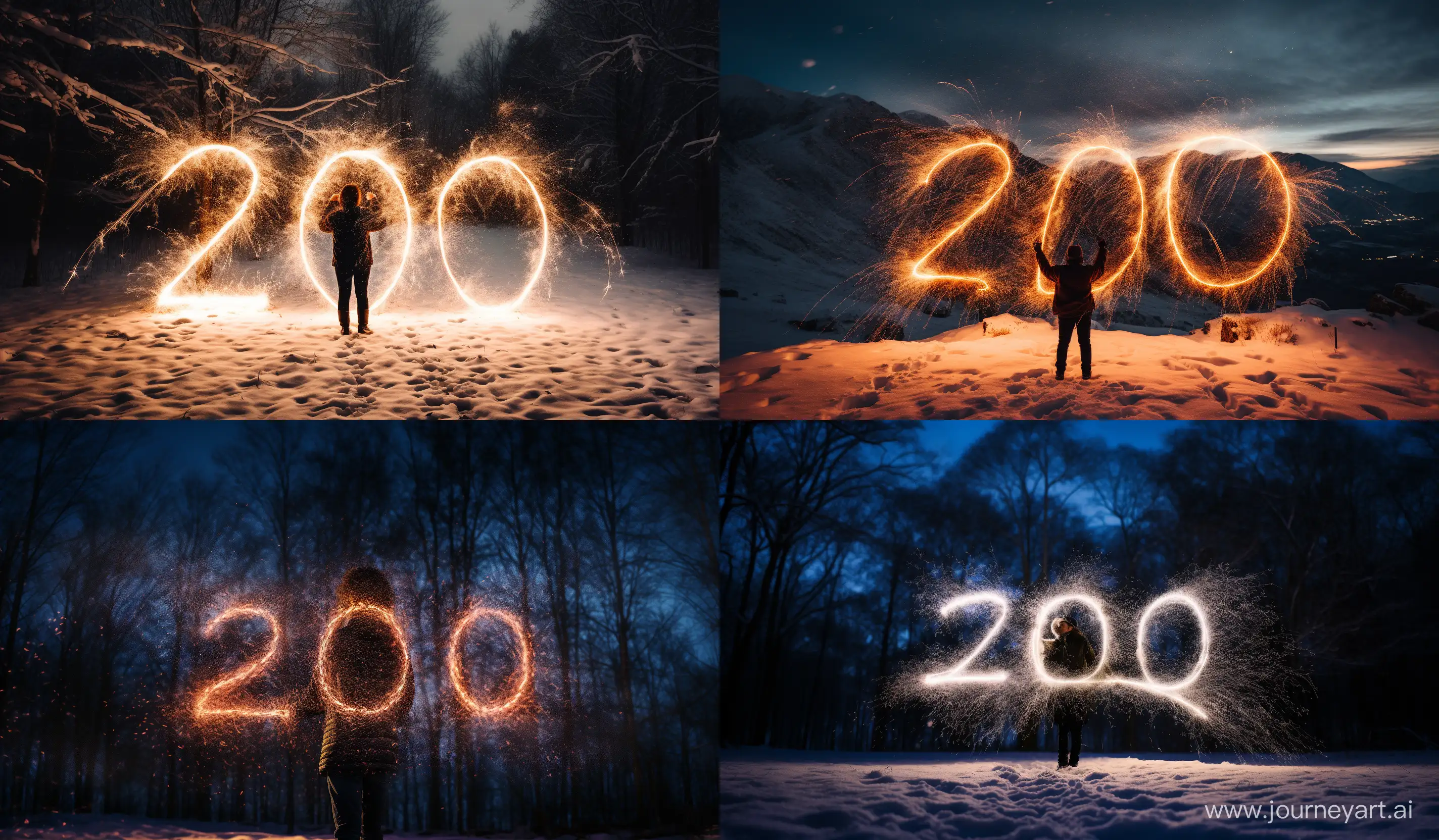 Glowing-Greetings-Captivating-HELLO-2024-Sparklers-in-Snow