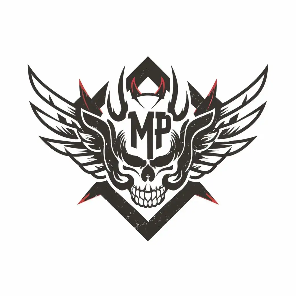 LOGO-Design-For-MP-Edgy-Devil-Wings-Skull-with-Typography