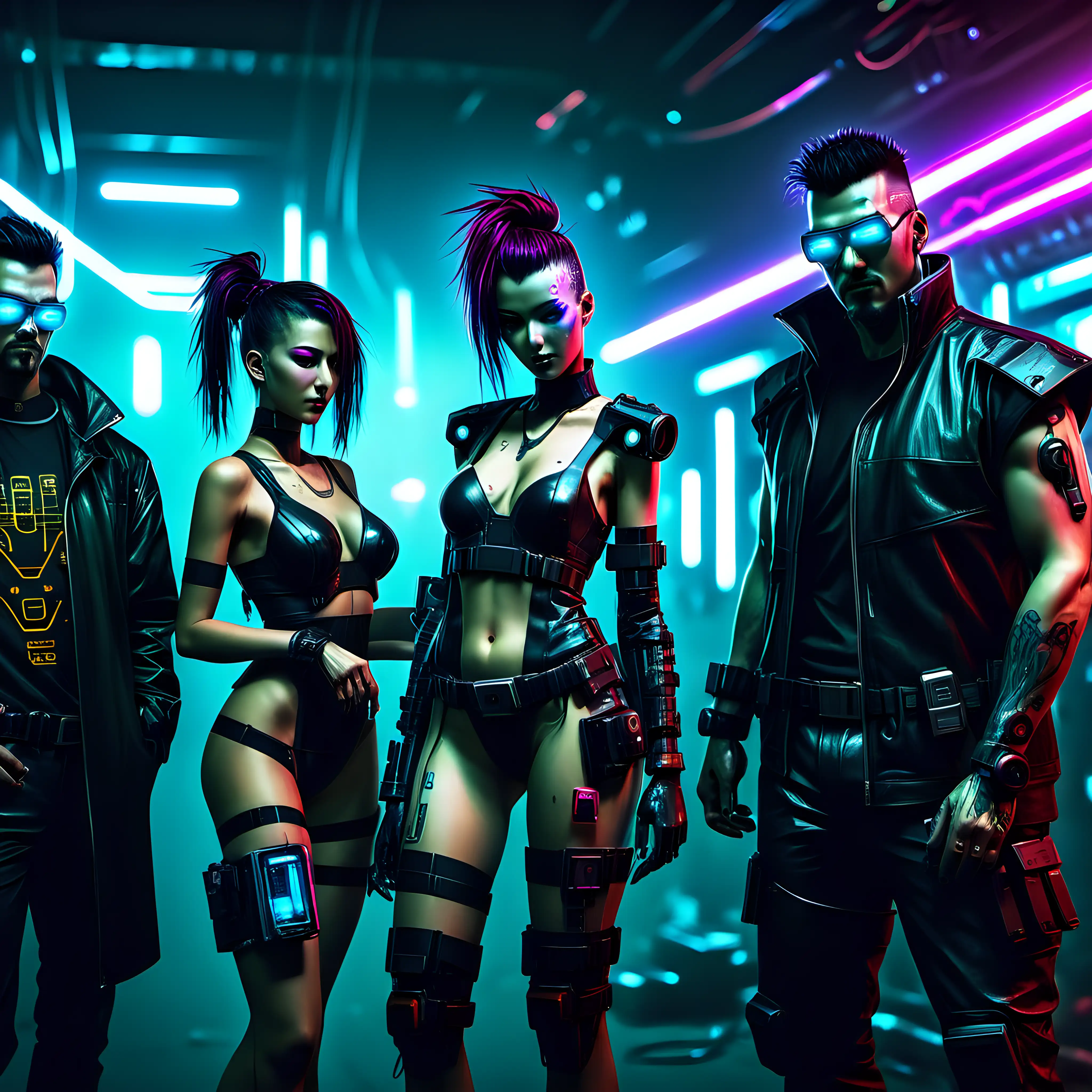 Futuristic Cyberpunk Party with Neon Lights and HighTech Vibes